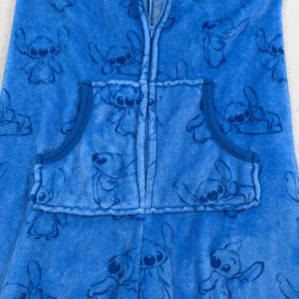 Disney Lilo & Stitch Hooded Union Suit Pajamas Size XS Blue Plush - Picture 6 of 13